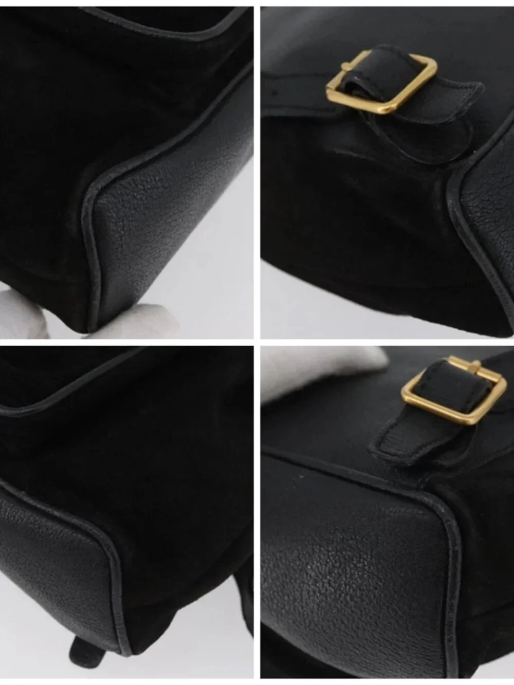 GUCCI Bamboo Backpack Leather Black Gold 003 3444 0030 Auth LNZ554